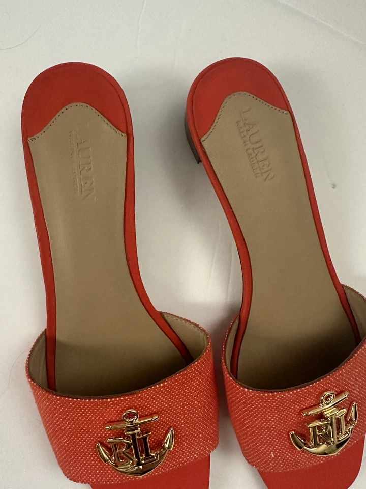 Lauren Ralph Lauren Para Mujer Lauren Logotipo Lauren Fay Slide Naranja Talla 8.5 Nuevo Sin Etiquetas Foto 2 de 3