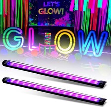 2 Pack 1Ft USB Black Light Bar 10W UV LED Blacklight Strip Lights for Party