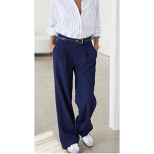 AYR The Headliner High-Rise Pleated Wide Leg Trouser Pants