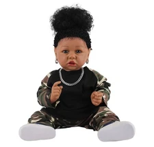  Lifelike Reborn Baby Dolls with Soft Body African American Realistic Girl Doll 
