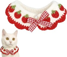 Cat Collar Breakaway, Kitten Collar with Cute Bow Tie Strawberry Pattern Comf...