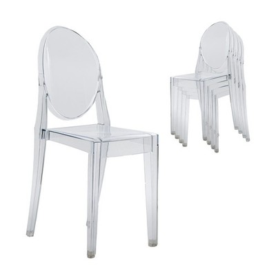Ghost Chairs, Stackable Acrylic Event Chairs, Set of 4, Clear