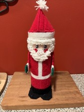 Vintage Santa Handmade Knit Needlepoint Decorative