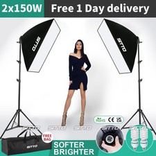 2× 150W Studio Softbox Lighting Kit Continuous Light Stand Soft Box Photo Video
