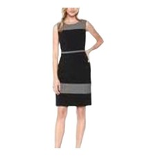 size 16W Nine West Ponte Desk Dinner Career Cocktail Colorblock Black Gray Dress