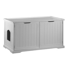 Merry Products Bench with Enclosed Cat Litter Washroom Box, White For Parts