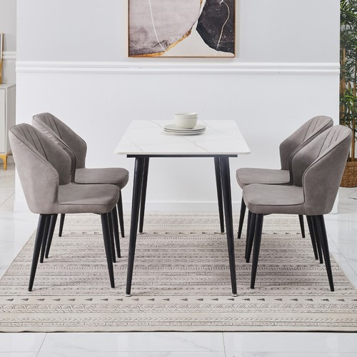 2pcs Dining Chairs Faux Leather Padded Kitchen Dining Room Metal Legs Restaurant - Picture 14 of 95