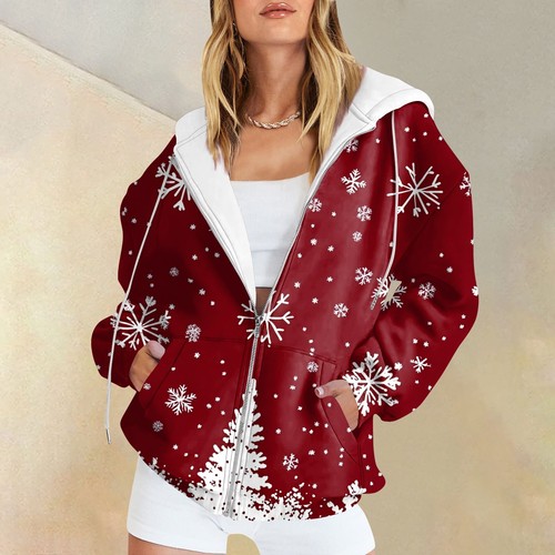 Women's Casual Fashion Printed Long Sleeve Pullover Hoodies Zipper Sweatshirts - Picture 16 of 33
