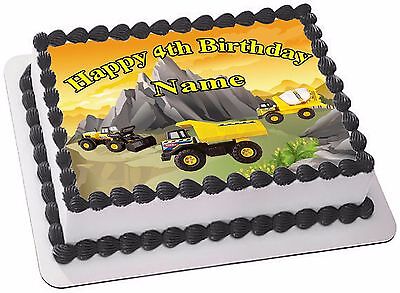 CONSTRUCTION PREMIUM EDIBLE ICING BIRTHDAY PARTY CAKE DECORATION IMAGE TOPPER