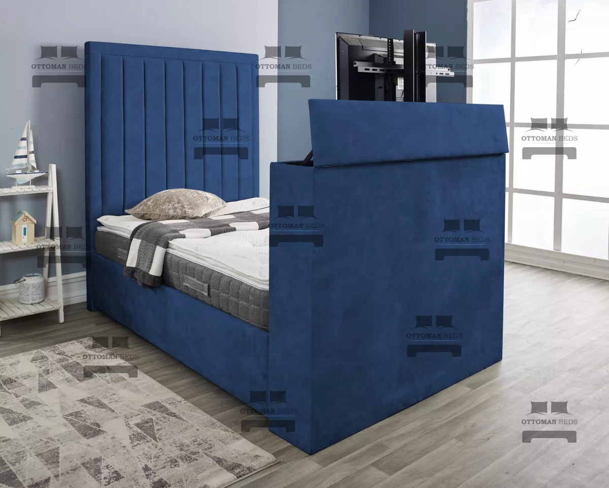 Bed with automatic tv outlet