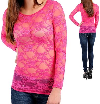 pink mesh long sleeve top