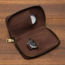 Watch Display Box Leather Travel Case Jewelry Storage Pouch Portable Zipper Bag