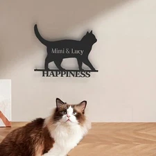 Custom Metal Family Name Sign Cat Metal Personalized Name Address Signs