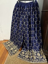 Indian/Pakistani Ladies Blue Embroidered Designer Trousers /silk Palazzo