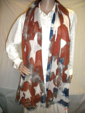 NEW AMERICANA RED & BLUE & WHITE SCARF ANNA & AVA BIG WRAP STARS RAYON Box17