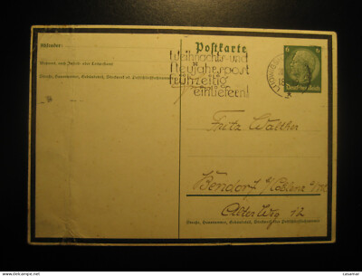 1934 LUDWIGSHAFEN Am Rhein To Bendorf Christmas Cancel Slight Damaged Postal Sta