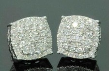 2Ct Round Cut Lab Created Diamond Cluster Stud Earrings 14K White Gold Finish