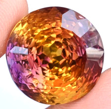 21.70 Ct Untreated Flawless Natural Bi-Color Ametrine Round Certified Gemstone