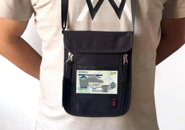 RFID Blocking Passport Holder Travel Wallet Bag Neck Pouch Anti-theft NEW Black
