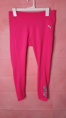 Puma Youth Size XL(16) Girls Active Wear Athletic Leggings Stretch color Pink 