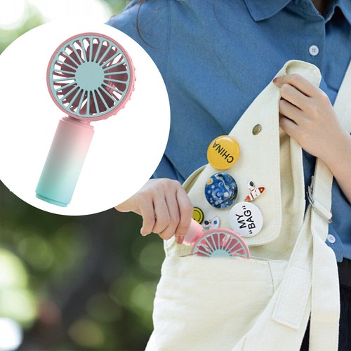 Mini Portable Fan USB Rechargeable 500mAh Low Noise Outdoor Hand Fan (Pink Blue) - Picture 4 of 8