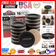 16-Piece Heavy-Duty Felt Furniture Sliders – 3.5” Moving Pads for Floors