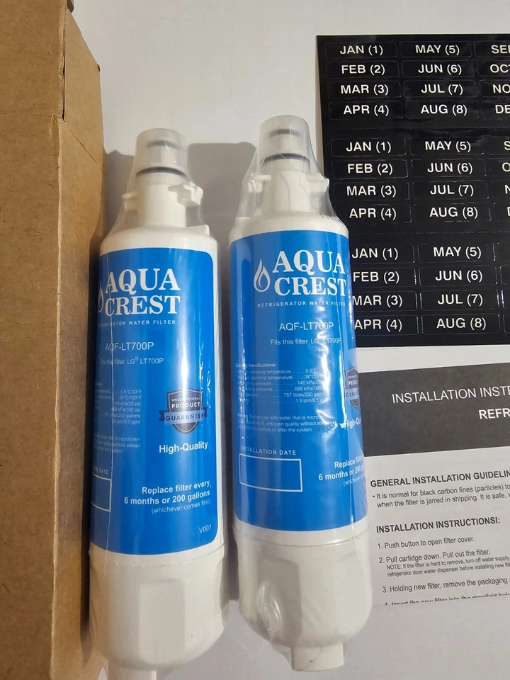 2 Pack Aqua Crest Refrigerator Water Filter, AQF-LT700P , NEW - Image 3 of 3