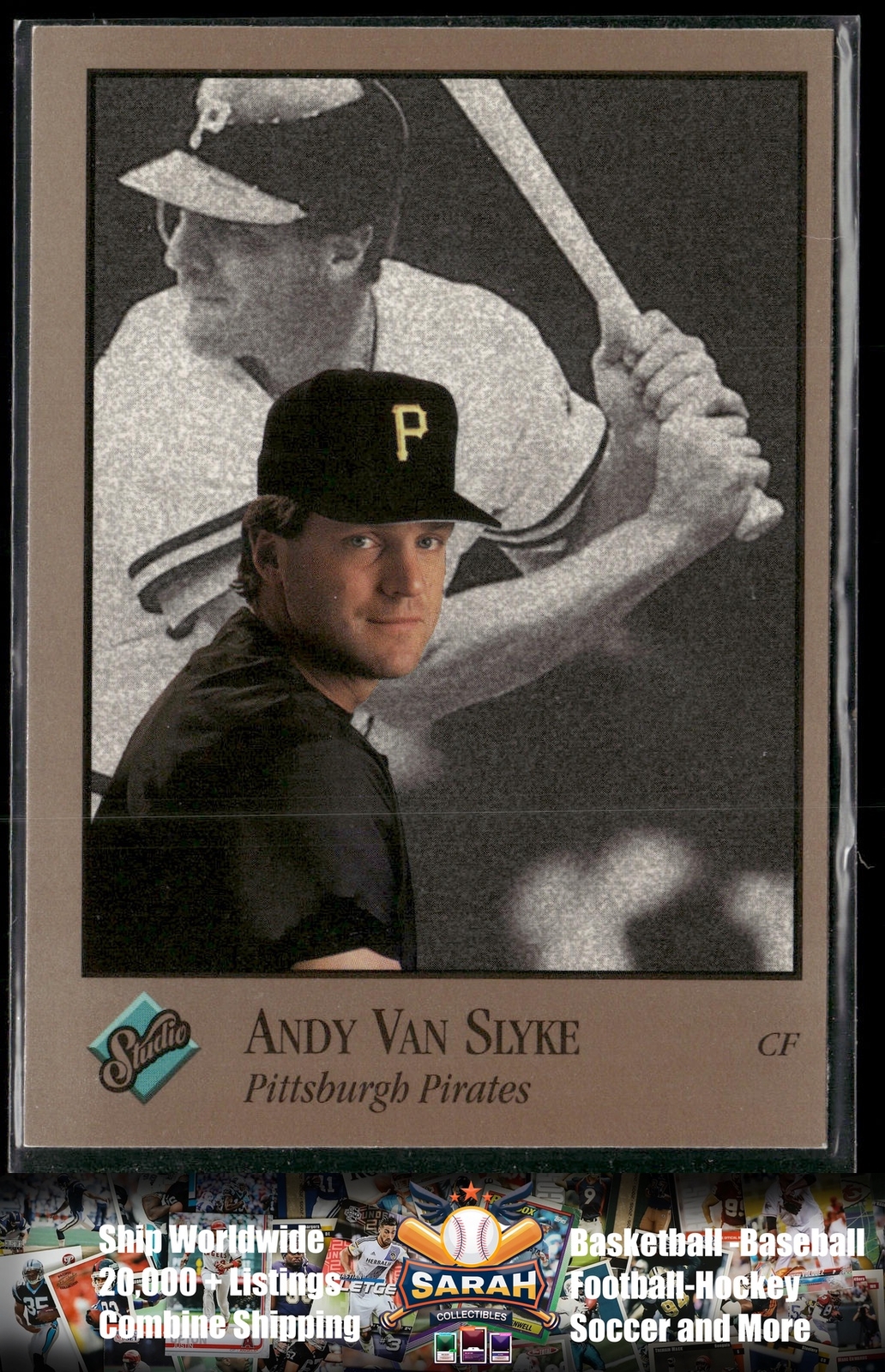 "1992 Studio #89 Andy Van Slyke - Pittsburgh Pirates MLB Baseball Card - NM/Mint