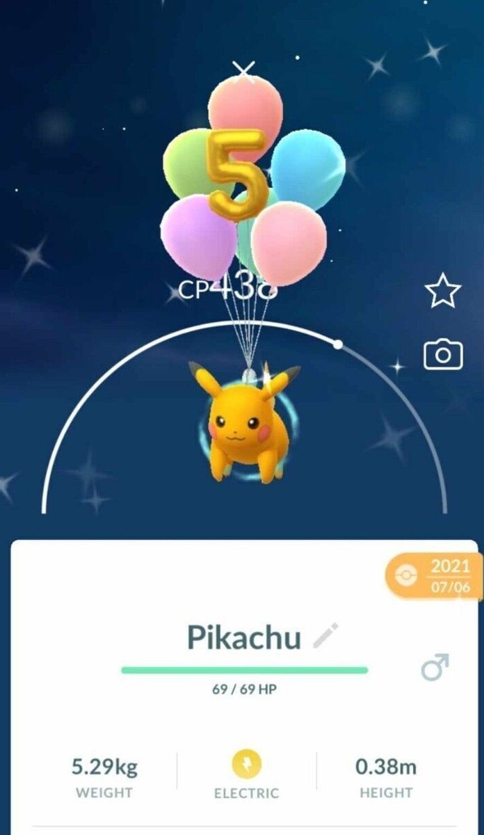 Shiny Pikachu Flying Balloon 5th Anniversary -MlNl P T C Read Description