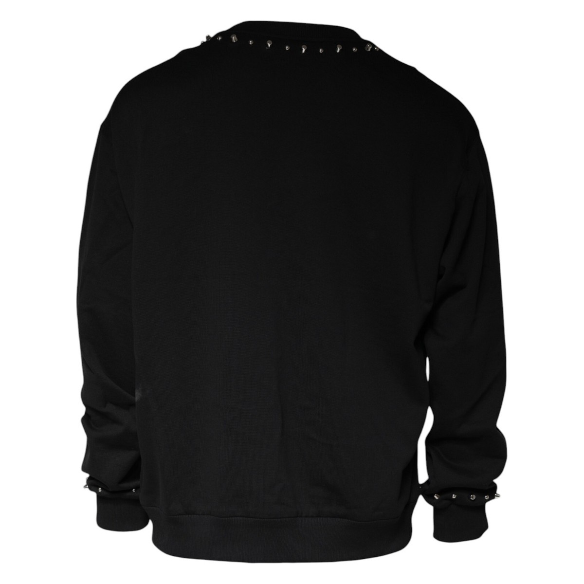 DOLCE & GABBANA Sweater Black Logo Stud Pullover Sweatshirt