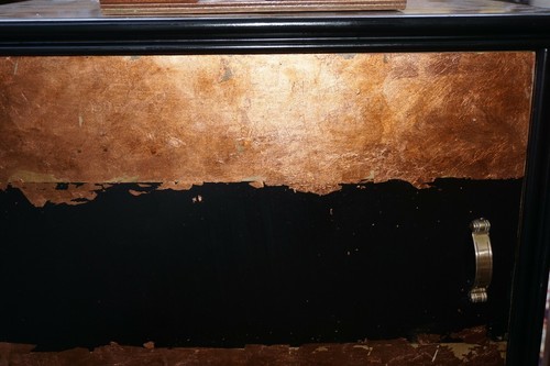 COPPIA COMODINI VINTAGE ANNI 50 RIVISTI IN CHIAVE MODERNA- PATWORK-FOGLIA BRONZO - Picture 11 of 12