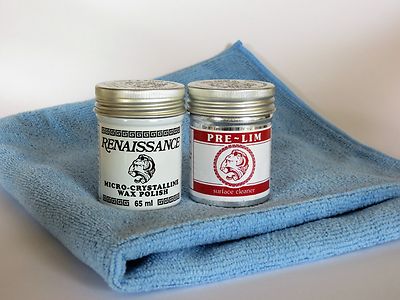 Renaissance Wax & Pre-Lim Burnisher 65ml With Big Blue 16''x16'' Microfiber Cloth