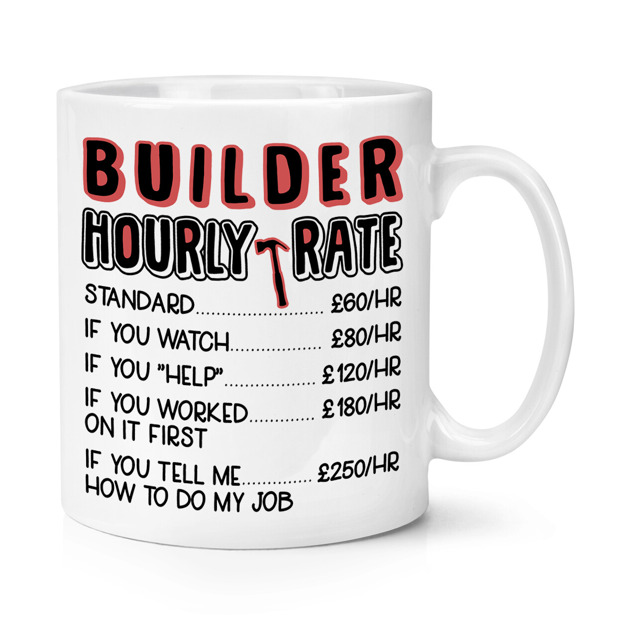 Builder Hourly Rate 10oz Mug Cup Funny Joke Sarcastic Awesome World's Best