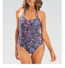 Dolfin Aquashape $84 Printed Sweetheart Halter Neck One-Piece Swimsuit size 12