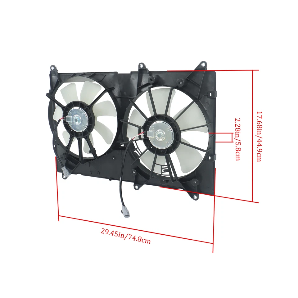 Conjunto de ventilador doble de refrigeración de radiador para Toyota Highlander 2001-2007 21172 FA70720 Foto 4 de 4