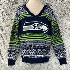 NFL Seattle Seahawks Fair Isle Ugly Sweater Superbowl Festive Football Small