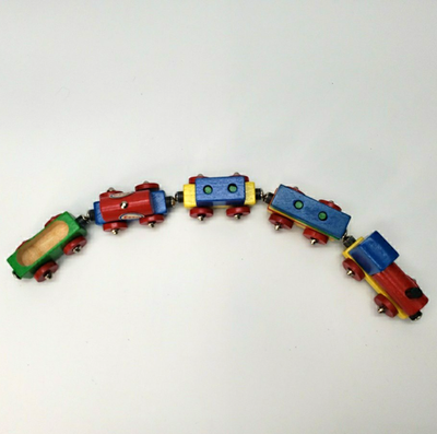 Vintage German 60s 70s Antique Magnetic Wooden Toy Train Set 15