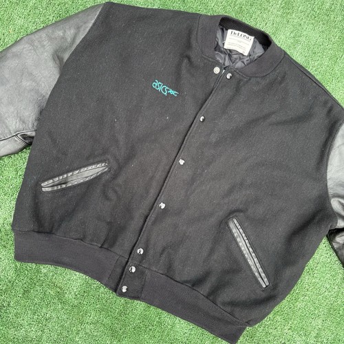 Vtg Asics 90s Varsity Bomber Letterman Embroidered Jacket Mens 3X Next Level USA - Image 1