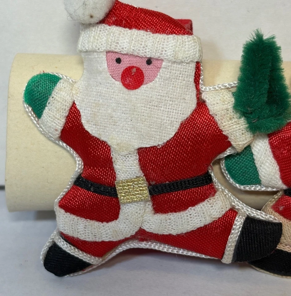 复古圣诞老人圣诞树餐巾戒指 3 件套假日桌装饰 — 第 4/4 张图片