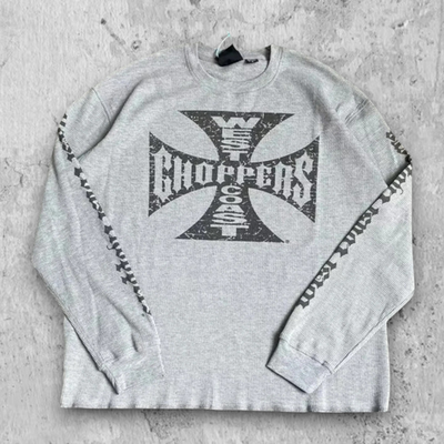 West Coast Choppers Grey Long Sleeve Gothic Graphic Thermal Grunge