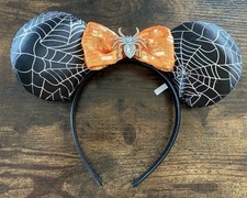 Minnie Mouse Halloween Disney Parks Ears Spiderweb Spider Bow Halloween Headband