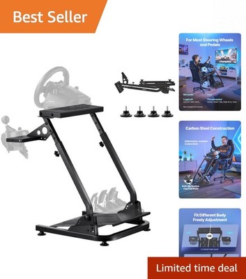 Carbon Steel Gaming Wheel Stand - Foldable & Compatible with Major Racing Brands