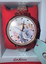 Image of Ladies Cath Kidston Pink & White Floral Face Watch Pink Strap New Box