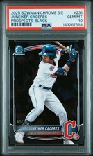 2025 BOWMAN CHROME SAPPHIRE EDITION PROSPECTS BLACK JUNEIKER CACERES 9/10 PSA 10