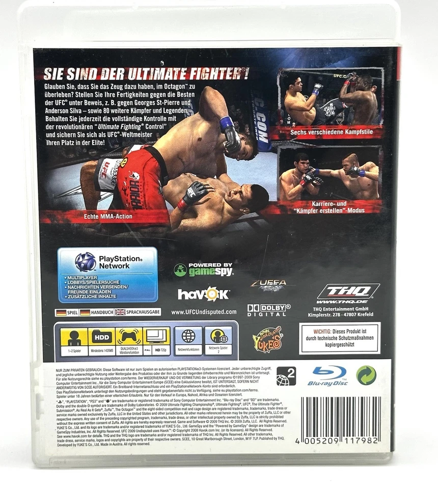 PS3 UFC 2009 Undisputed PAL Austria German UK TESTED Region Free CIB VGC - Image 2 of 4