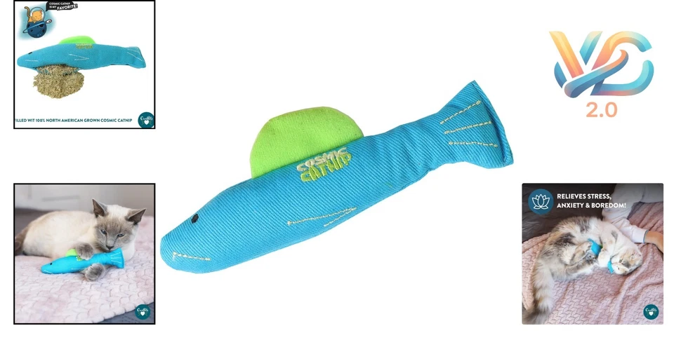 OurPets Cosmic Catnip Fish Cat Toy Interactive Outdoor Indoor Play - Image 2 of 4