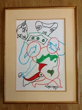 Charles Lapicque dessin aux feutres signé Lapicque daté 81 ami Bernard Buffet