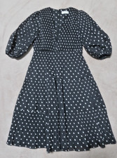 Zimmermann Size 1 Women's Black/White Polka Dot V-Neck Dress
