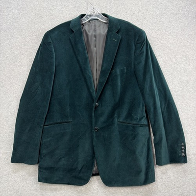 #ad Madison Blazer Mens 44 Long Green Velvet Velour Suit Coat Sport Jacket $38.99