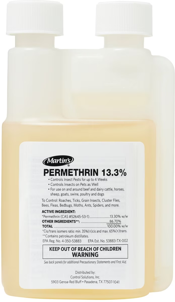 8 oz 13.3% Permethrin Control Mites Flies ETC on Livestock Dogs Poultry ...